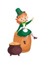 Patricks Day illustration with leprechaun girl Royalty Free Stock Photo